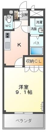 フロイデB(1K/2階)の間取り写真
