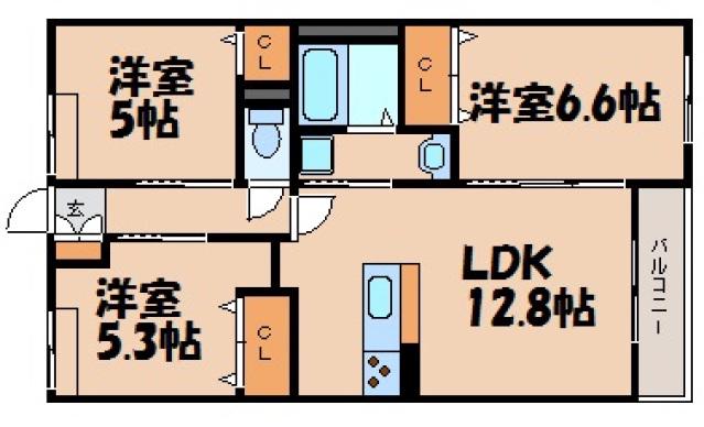 アデランテみくまり(3LDK/3階)の間取り写真
