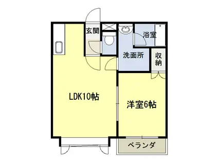 ラ・ポレール虹(1LDK/2階)の間取り写真