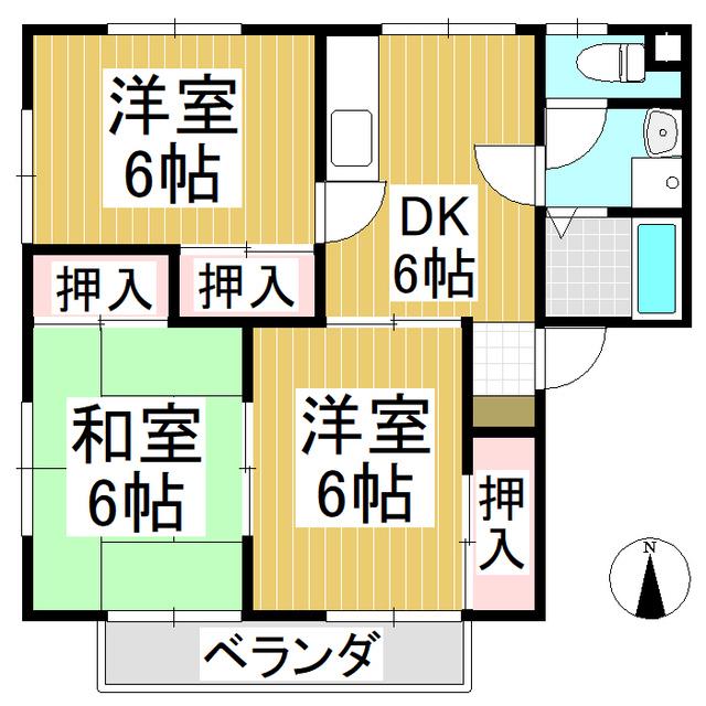 グリーンハイツ山口(3DK/2階)の間取り写真