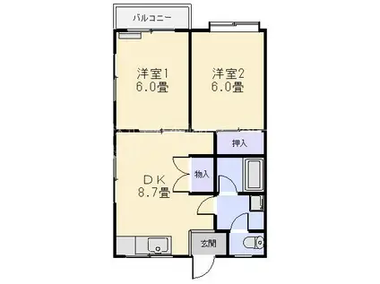 グリーンコーポラス2(2DK/2階)の間取り写真