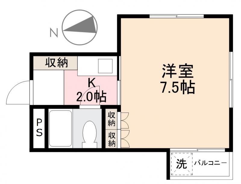 近江ハイツ(1K/3階)の間取り写真