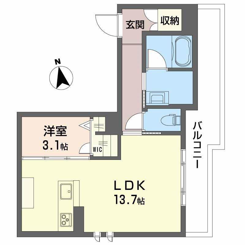 クレアール土樋(1LDK/4階)の間取り写真