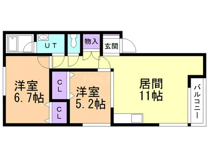 メープルタウンC(2LDK/1階)の間取り写真