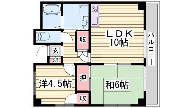 グリーンコスモ田井(2LDK/2階)の間取り写真