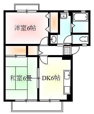 高松琴平電鉄琴平線 太田駅(高松) 徒歩13分 2階建 築30年(2DK/1階)の間取り写真