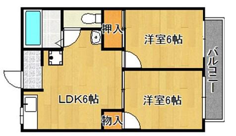 ノースウインダム(2DK/2階)の間取り写真