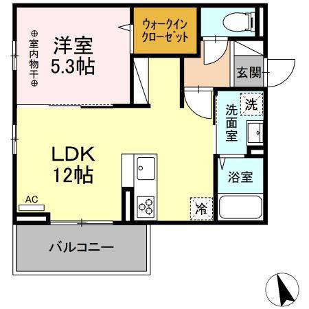 DーROOM清水新居II(1LDK/2階)の間取り写真