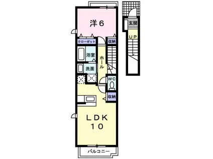 リヴァーサウス HORIIKE(1LDK/2階)の間取り写真