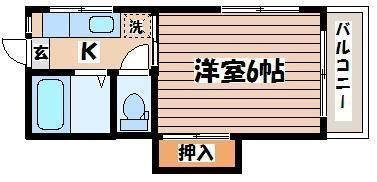 ピュア旭ヶ丘(1K/1階)の間取り写真