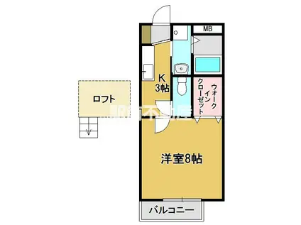 スライヴトゥリーズ(1K/2階)の間取り写真