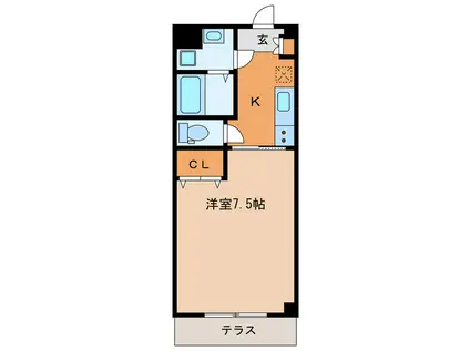 アルル竜(1K/1階)の間取り写真