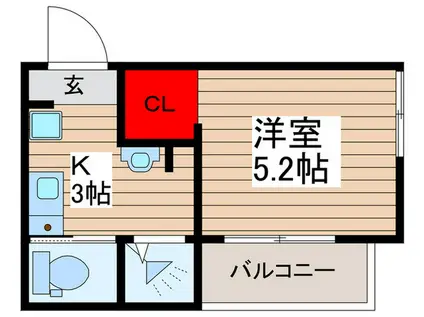 MELDIA南浦和IV(1K/1階)の間取り写真