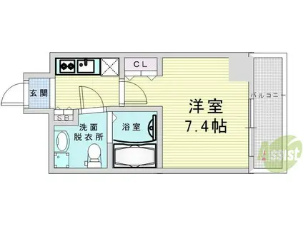 メインステージ西天満TS SQUARE(1K/6階)の間取り写真