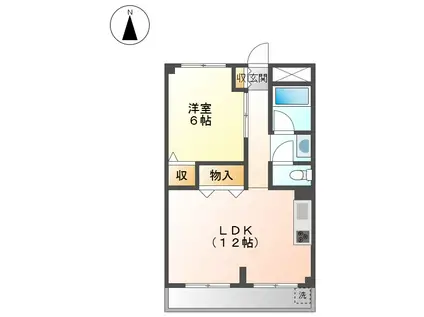 サンシャトー吉田(1LDK/7階)の間取り写真