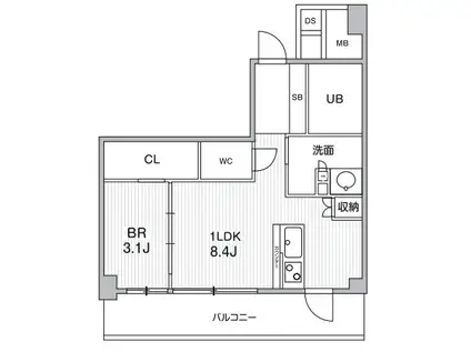 ジェーエムエフレジデンス町田(1LDK/2階)の間取り写真