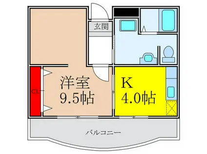 こすもらいふ緑地公園(1K/4階)の間取り写真