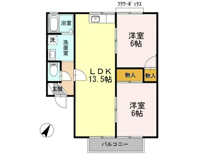 ドミールドルチェ参番館(2LDK/2階)の間取り写真