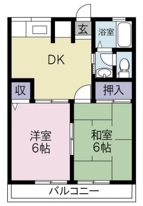 フォーラル(2DK/2階)の間取り写真