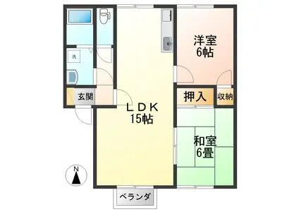 カーディナルEST(2LDK/1階)の間取り写真