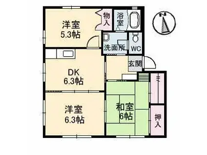 コーポ江田島 C棟(3DK/2階)の間取り写真