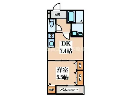 フジパレス花園I番館(1DK/1階)の間取り写真