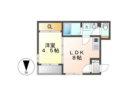 アンバー尾頭橋(1LDK/2階)の間取り写真