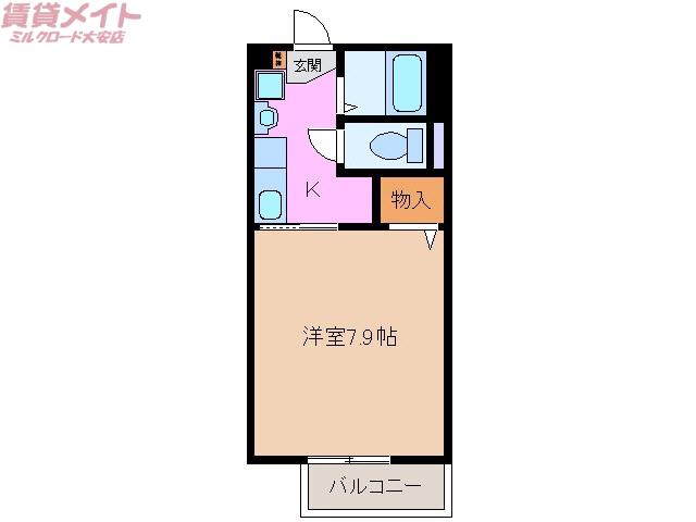 グリーンハイツ大安(1K/2階)の間取り写真