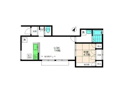 サンブライト(1LDK/1階)の間取り写真