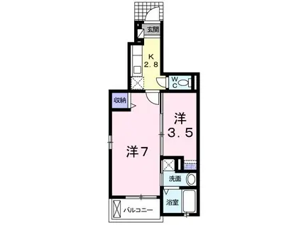 ルラール アドバンス(1K/1階)の間取り写真