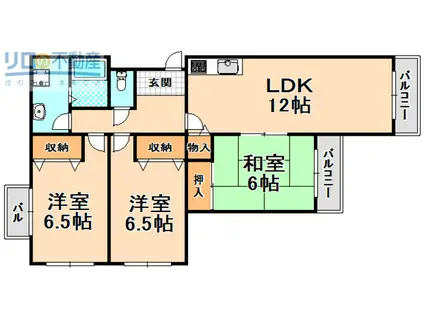 マンション寿(3LDK/3階)の間取り写真