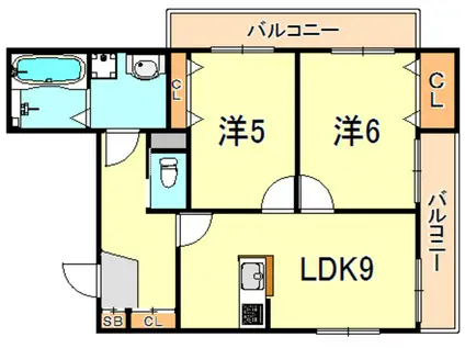 メゾンドエスポワール(2LDK/3階)の間取り写真