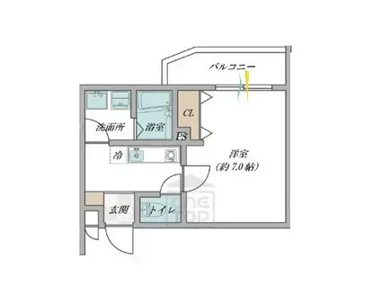 プルメリア阪大前(1K/1階)の間取り写真