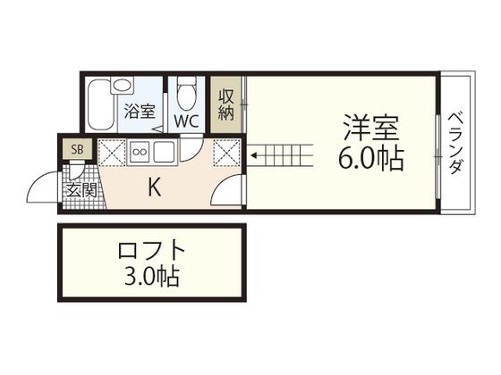 レオパレス江波東一丁目(1K/2階)の間取り写真