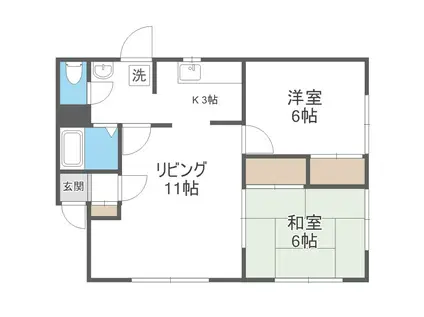 ハイツコロナードIII(2LDK/1階)の間取り写真