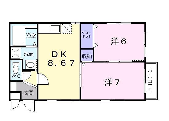 クアトロ(2DK/2階)の間取り写真