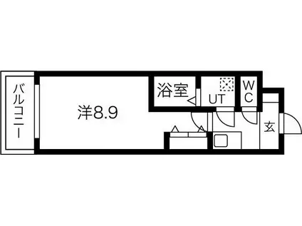 プランドール北田辺(1K/6階)の間取り写真