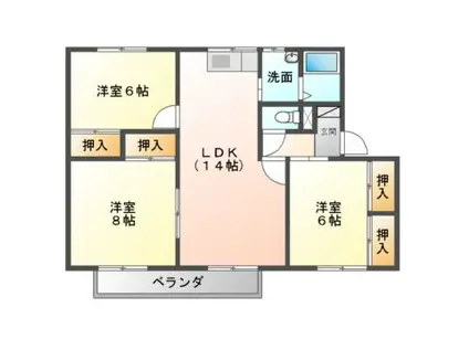 セジュール湊高台(3LDK/1階)の間取り写真