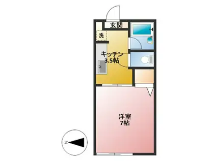 細井ハイツII(1K/1階)の間取り写真