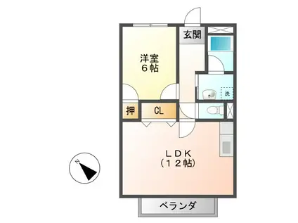 SURPLUSII プラウダ(1LDK/2階)の間取り写真