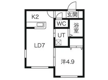 ラ・シュエット江別(1LDK/3階)の間取り写真