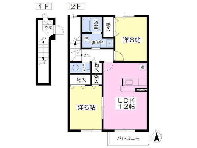 サンシティC(2LDK/2階)の間取り写真