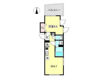 ロータス平和島ウエスト(1DK/4階)の間取り写真