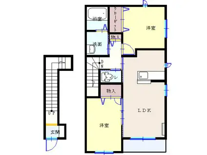 第1セイホウ(2LDK/2階)の間取り写真