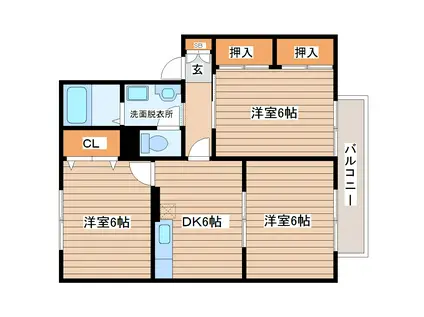 セジュール峰(3DK/1階)の間取り写真
