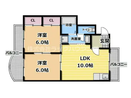 シャトレオカモト(2LDK/5階)の間取り写真
