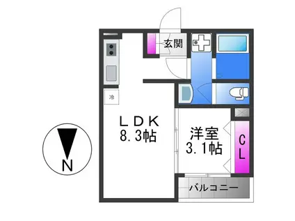 FSTYLE藤井寺道明寺1号館(1LDK/2階)の間取り写真