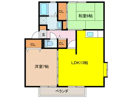 NEST II(2LDK/1階)の間取り写真