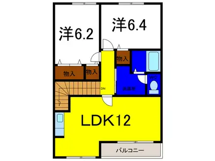 T・Tスクエア- B(2LDK/2階)の間取り写真