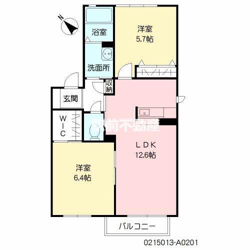 グランシャリオ小森野(2LDK/2階)の間取り写真